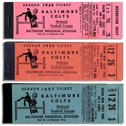 Lot of 3 Colts Season Empty Ticket Books 1954, 55 & 57