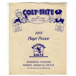 Baltimore Colts ''Colt Nite Player Preview'' August 1955
