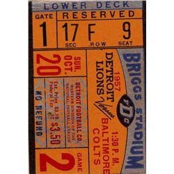 1957 League Champion Detroit Lions vs. Baltimore Colts Ticket Stub