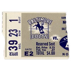 Colts vs. 49ers Ticket Stub -- 22 November 1959