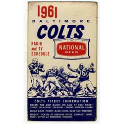 Colts Pocket Schedule for the NFL's 1961 Season