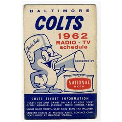 Colts Pocket Schedule for the NFL's Entire 1962 Season