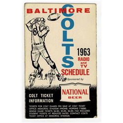 Colts Pocket Schedule for the NFL's 1963 Season
