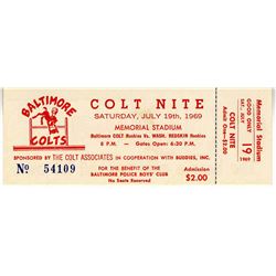 Colts vs. Redskins Rookie Game Unused Ticket 19 July 1969