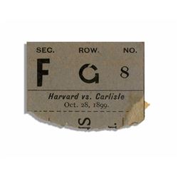 1899 Football Ticket Stub From Harvard Versus Carlisle