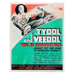 1933 Tydol and Veedol Indy 500 Advertisement Poster