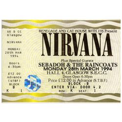 Nirvana Original Concert Ticket From 28 March 1994