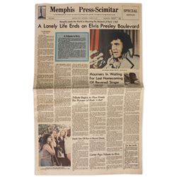 Elvis Presley Death Newspaper From His Hometown