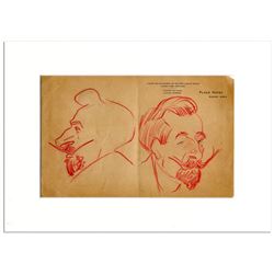 Opera Tenor Enrico Caruso Hand-Drawn Pair of Sketches