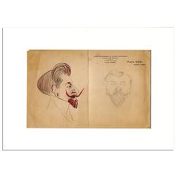 Pair of Sketches by Enrico Caruso of Pol Plancon