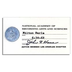 Milton Berle 1962 Membership Card to Grammy's NARAS