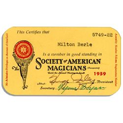 Milton Berle Society of American Magicians Card 1959