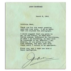 Joan Crawford Typed Letter Signed from 1961