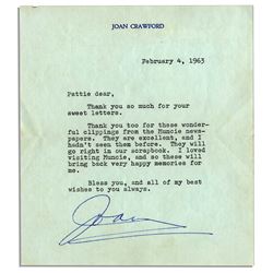 Joan Crawford 1963 Typed Letter Signed