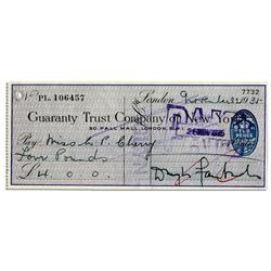 Douglas Fairbanks, Sr. Signed Check -- Died in 1939