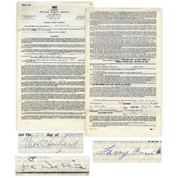 Three Stooges Contract Signed by Moe Howard, Larry Fine & Joe DeRita