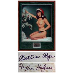 Hugh Hefner and Bettie Page Signed Huge Color Photo