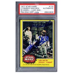 Star Wars Card #170 Signed by Mark Hamill Carrie Fisher