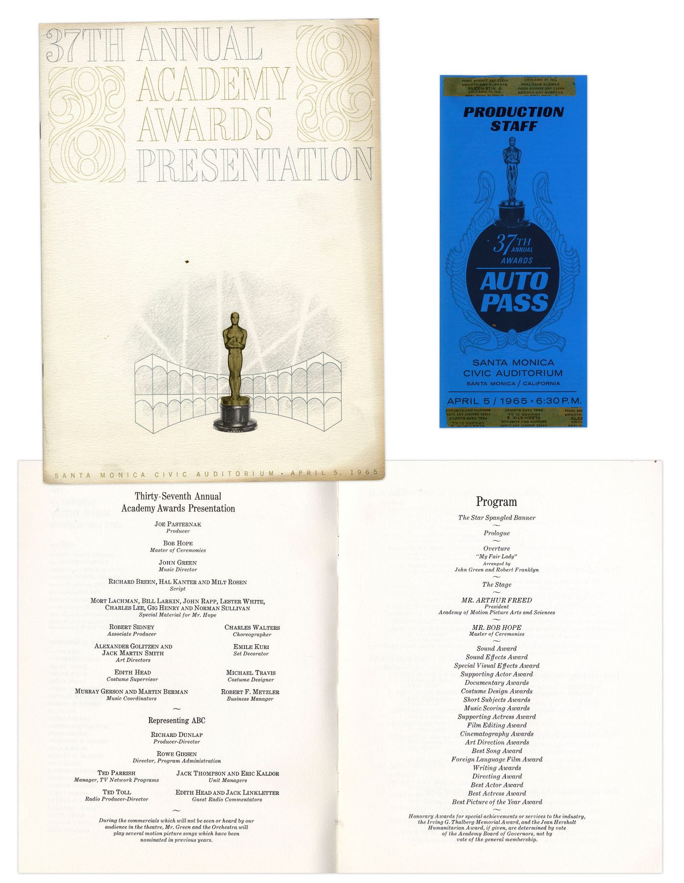 Oscars Program Examples 37th Academy Awards Oscars Presentation Program