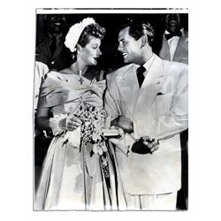 1949 Wire Photo of Lucille Ball & Desi Arnaz Wedding