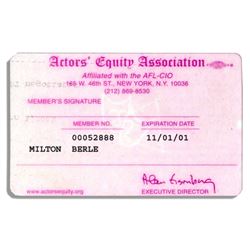 Milton Berle Actors' Equity Association Membership Card