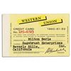 Image 1 : From Milton Berle Estate, Western Union Membership Card