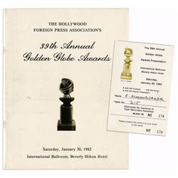 Golden Globe Awards Ticket & Program From The 39th One