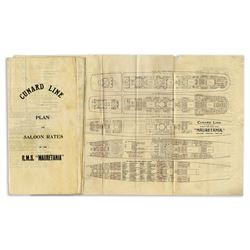 1912 Cunard Line's RMS Mauretania Deck Plans & Rates