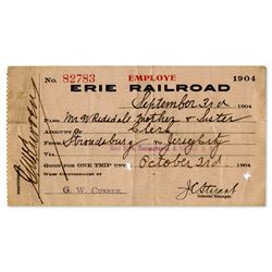 1904 Erie Railroad employee pass Trains Pennsylvania