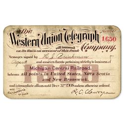 1908 Western Union Railroad Franking Privilege Railroad