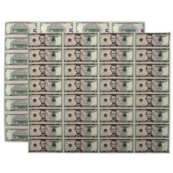 2006 Uncut Sheet of 32 $5 Federal Reserve Notes