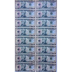 2006 Uncut Sheet of 16 $10 Federal Reserve Notes