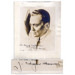 J. Edgar Hoover Signed Portrait Print -- From 1939