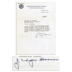 J. Edgar Hoover 1959 Typed Letter Signed ''Personal''