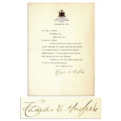 Supreme Court Justice Charles Evan Hughes Signed 1910 Letter