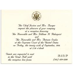 Invitation to the Investiture Ceremony of Rehnquist