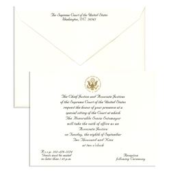 Invitation to Investiture Ceremony of Sonia Sotomayor