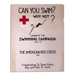 Circa 1920's Red Cross Poster ''Can you Swim?''