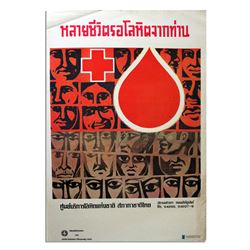 Thai Vintage & Original Red Cross Blood Poster