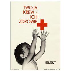 Vintage Polish Red Cross Poster Your Blood Their Health