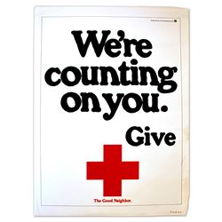 ''We're Counting on You. Give.'' Vintage Red Cross Poster