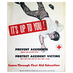 Vintage Red Cross 1953 Poster for First Aid Education