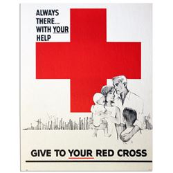 Vintage Red Cross Always There With Your Help Poster