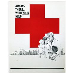 Red Cross Always There With Your Help Vintage Poster