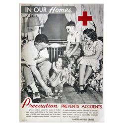 Precaution Prevents Accidents 1940's Red Cross Poster