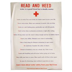 Original Red Cross Poster Encouraging Learning to Swim