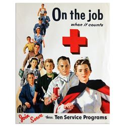 Vintage Red Cross 15'' x 19'' Poster, ''On The Job''