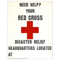 Red Cross Disaster 11'' x 14'' Relief Poster ''Need Help?''