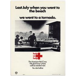 Original 1960's Red Cross Disaster Poster for a Tornado