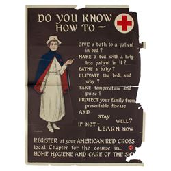 Vintage Red Cross Poster With Anna Milo Upjohn Art 1920